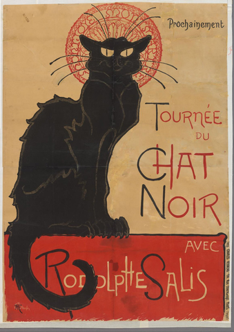 Affiche « Affiche voor het theatercafé Le Chat Noir in Parijs ». Reproduction intégrale de l’exemplaire conservé par Rijksmuseum.