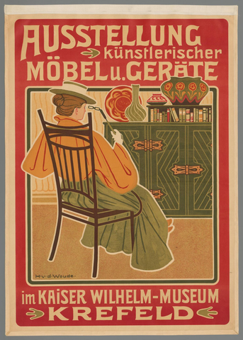 Affiche « Ausstellung künstlerischer Möbel u. Geräte im Kaiser Wilhelm-Museum Krefeld ». Reproduction intégrale de l’exemplaire conservé par Rijksmuseum.