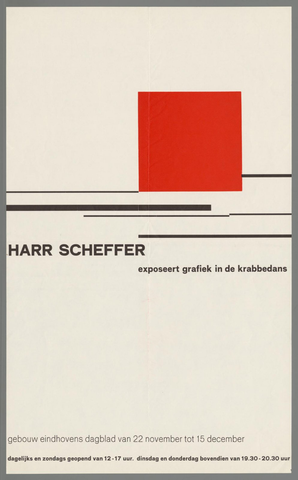 Affiche « Harr Scheffer exposeert grafiek in de Krabbedans ». Reproduction intégrale de l’exemplaire conservé par Rijksmuseum.
