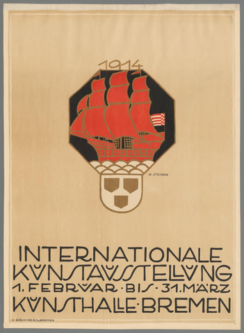 Affiche « Internationale Kunstausstellung, Kunsthalle Bremen, 1914 ». Reproduction intégrale de l’exemplaire conservé par Rijksmuseum.