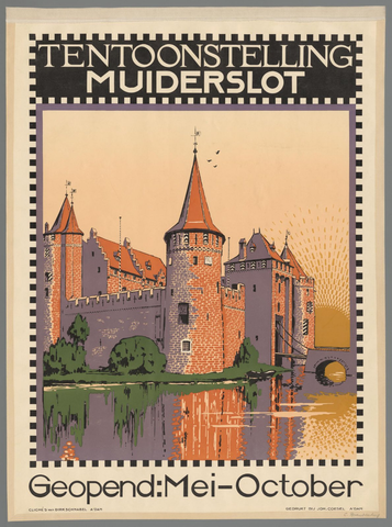 Affiche « Tentoonstelling Muiderslot. Geopend: Mei-October ». Reproduction intégrale de l’exemplaire conservé par Rijksmuseum.