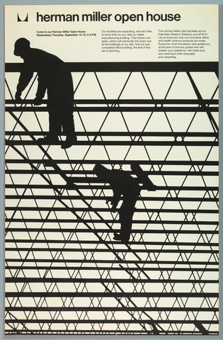 Affiche « Herman Miller, Open House ». Reproduction intégrale de l’exemplaire conservé par Cooper Hewitt, Smithsonian Design Museum.