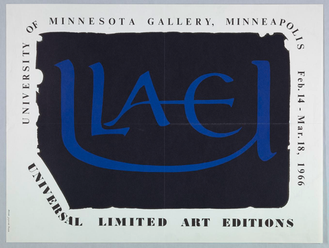 Affiche « Universal Limited Art Editions, University of Minnesota Gallery ». Reproduction intégrale de l’exemplaire conservé par Cooper Hewitt, Smithsonian Design Museum.