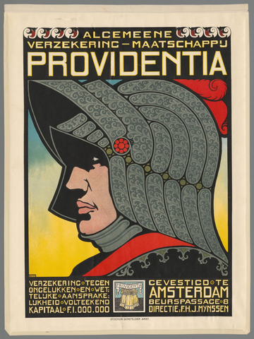 Affiche « Algemeene verzekering-maatschappij Providenti (...) ». Reproduction intégrale de l’exemplaire conservé par Rijksmuseum.